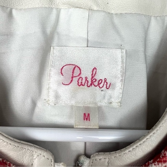 PARKER Madison Red Tweed and Leather Trim Cropped Jacket Size M - Picture 11 of 11